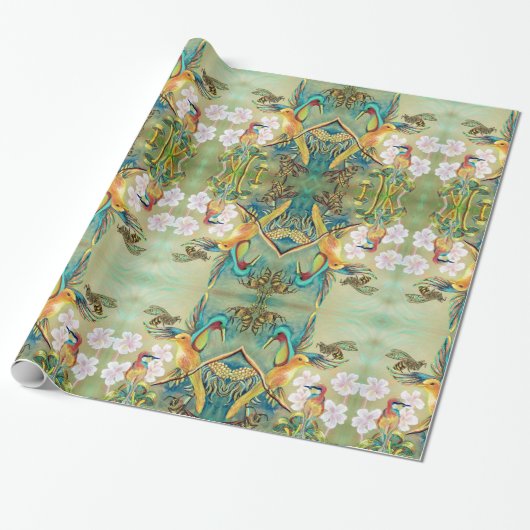 鳥および蜂のgiftwrap ラッピングペーパー (アンロールド)