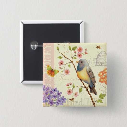 鳥および蜂 缶バッジ (正面&裏面)