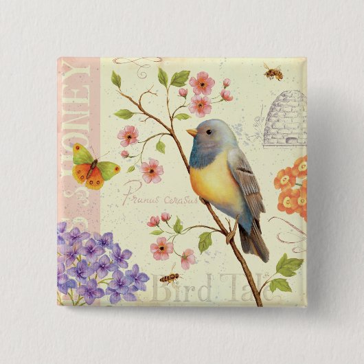 鳥および蜂 缶バッジ (正面)