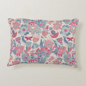 鳥および蝶が付いている花パターン アクセントクッション (裏面)