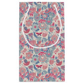 鳥および蝶が付いている花パターン スモールペーパーバッグ (裏面)