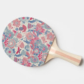 鳥および蝶が付いている花パターン 卓球ラケット (横)