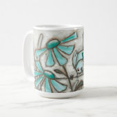 鳥および開花またはラグナの青マグ コーヒーマグカップ (正面左)