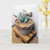 鳥およびSucculents Notecard カード (黄色い花)