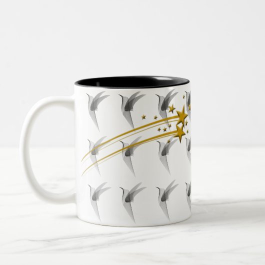 鳥お洒落と星マグカップ ツートーンマグカップ (左)