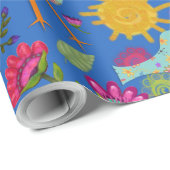 鳥お洒落と花の太陽の日 ラッピングペーパー (ロールコーナー)