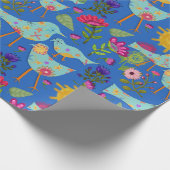 鳥お洒落と花の太陽の日 ラッピングペーパー (角)
