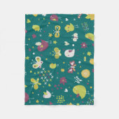 鳥お洒落と蝶のフリースブランケット フリースブランケット (正面)