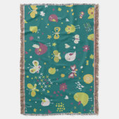 鳥お洒落と蝶のブランケット スローブランケット (正面縦)