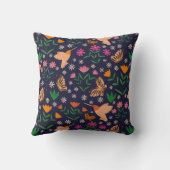 鳥お洒落と蝶の花 クッション (裏面)