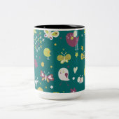 鳥お洒落と蝶 ツートーンマグカップ (中央)