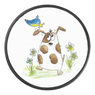 鳥お洒落の付いた斑犬 アイスホッケーパック