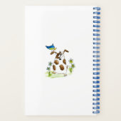 鳥お洒落の付いた斑犬 ノートブック (裏面)