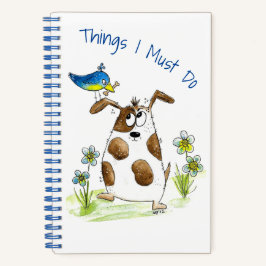 鳥お洒落の付いた斑犬 ノートブック