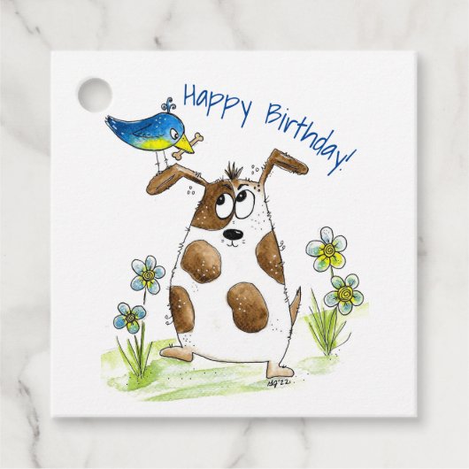 鳥お洒落の付いた斑犬 フェイバータグ (正面)