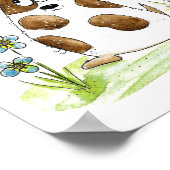 鳥お洒落の付いた斑犬 ポスター (角)