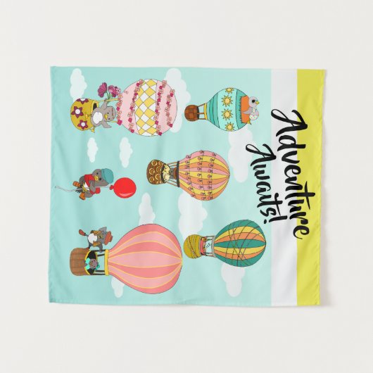 鳥お洒落の熱気球アドベンチャーが待つ タペストリー (正面(横))