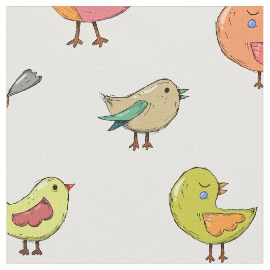 鳥お洒落カラフルの漫画のパターン印刷 ファブリック (クローズアップ)