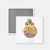 鳥お洒落カラフル飲みコーヒー マグネット (正面/裏面)