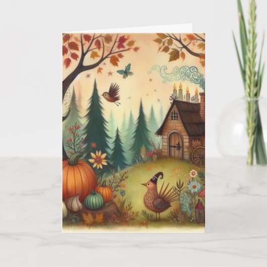 鳥お洒落コテージフォレストハロウィーン カード (正面)