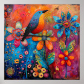 鳥お洒落フローラポスター ポスター (正面)