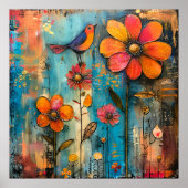 鳥お洒落フローラポスター ポスター (正面)