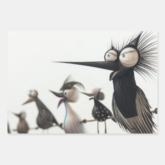 鳥お洒落彫刻が切り離す ラッピングペーパーシート (正面3)