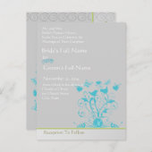 鳥お洒落旋回結婚式招待状 インビテーションポストカード (正面/裏面)