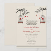 鳥かごのラブバード ウェディング招待状 招待状 (正面/裏面)