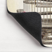 鳥かごの着席のかわいらしいクロドリ マウスパッド (コーナー)