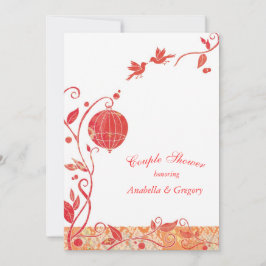 鳥かごの鳥 ウェディングカップルのシャワー 招待状