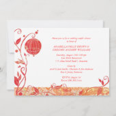 鳥かごの鳥 ウェディングカップルのシャワー 招待状 (裏面)