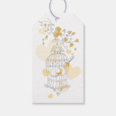 鳥かごイエローグレー結婚式の引き出物ギフトラベル ギフトタグ (正面)