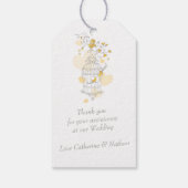 鳥かごイエローグレー結婚式の引き出物ギフトラベル ギフトタグ (裏面)