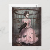 鳥かご内の女風変わり性 ポストカード (正面/裏面)