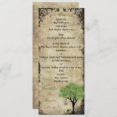 鳥かご及び木の緑結婚のメニューカード メニュー (正面/裏面)