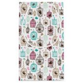 鳥かご好き子供の背景パターン スモールペーパーバッグ (裏面)