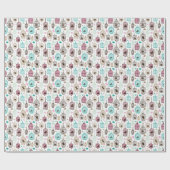 鳥かご好き子供の背景パターン ラッピングペーパー (フラット)