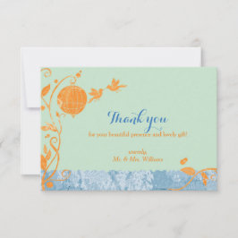 鳥かご愛の鳥ミントグリーン結婚の感謝 サンキューカード