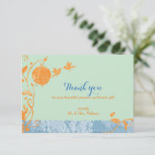 鳥かご愛の鳥ミントグリーン結婚の感謝 サンキューカード (スタンド正面)