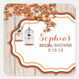 鳥かご素朴のブライダルシャワー優先ラベル スクエアシール