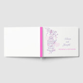 鳥かご紫/ピンク結婚のゲストブック ゲストブック (全面)
