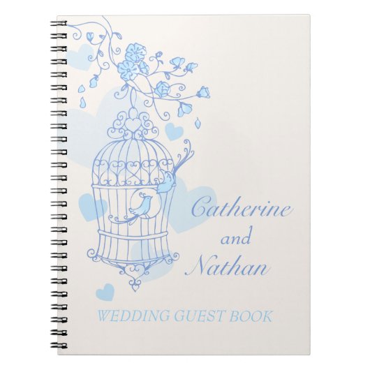 鳥かご青結婚のゲストブック ノートブック (正面)