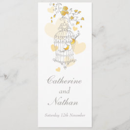 鳥かご黄色いグレー結婚のディナーメニュー メニュー