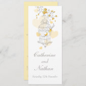 鳥かご黄色いグレー結婚のディナーメニュー メニュー (正面/裏面)