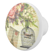 鳥かご エッフェル塔 フランスの花 陶器プル セラミックノブ (右)