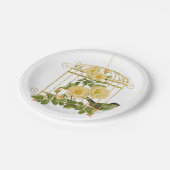 鳥かご(バラ付き)と鳥紙プレート ペーパープレート (アングル)