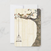 鳥かご ピーチ&グレイ ヴィンテージ 鳥 ウェディング 招待 出欠カード (裏面)