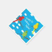 鳥かわいいカラフル春1歳の誕生日 スタンダードカクテルナプキン (角)