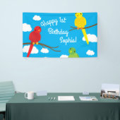 鳥かわいいカラフル春1歳の誕生日 横断幕 (トレードショー)